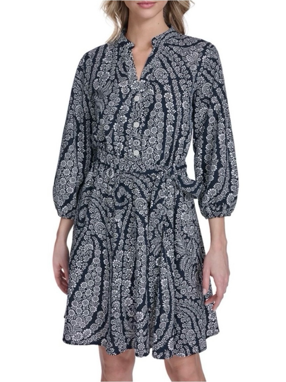 Tommy Hilfiger Women's 3/4 Sleeve Print A-Line Dress - Size 4